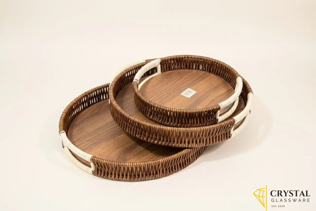 Round 3Pcs Tray Set  — Crystal Glassware Pakistan